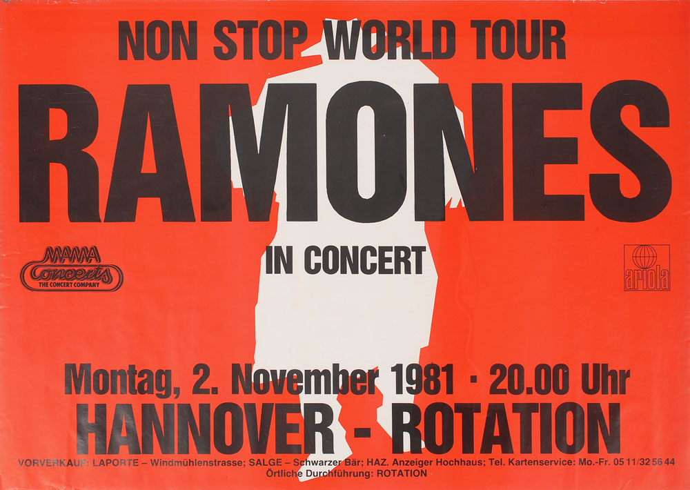 Lot #7469  Ramones 1981 Hannover Germany Poster