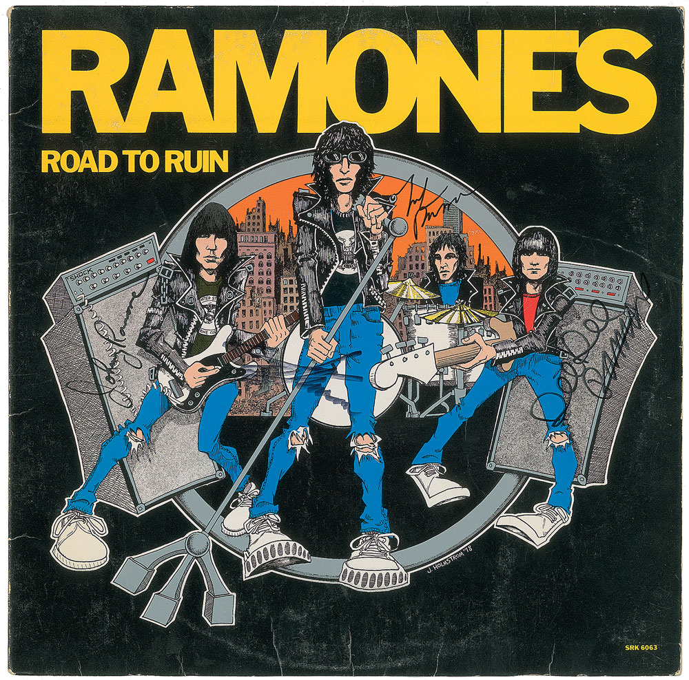 Lot #7496  Ramones Signed Album ‘Road to Ruin’