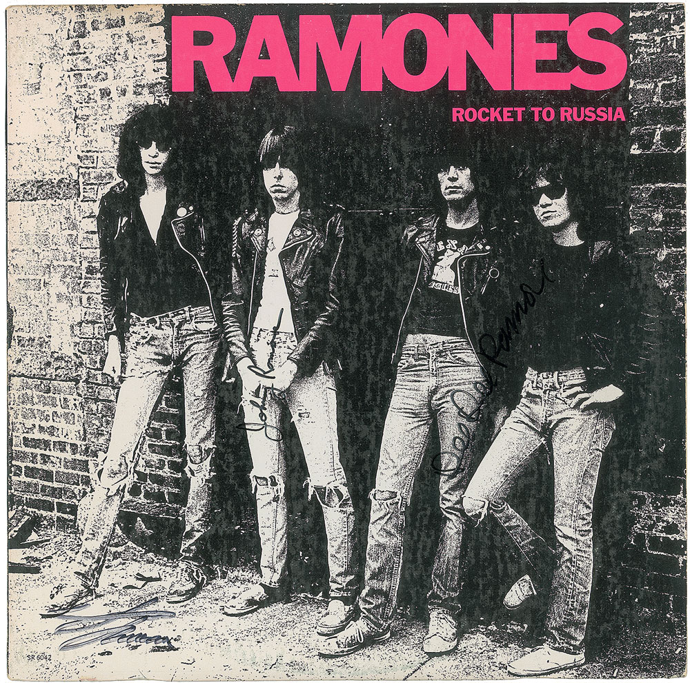 Lot #7494  Ramones Signed Album ‘Rocket to Russia’