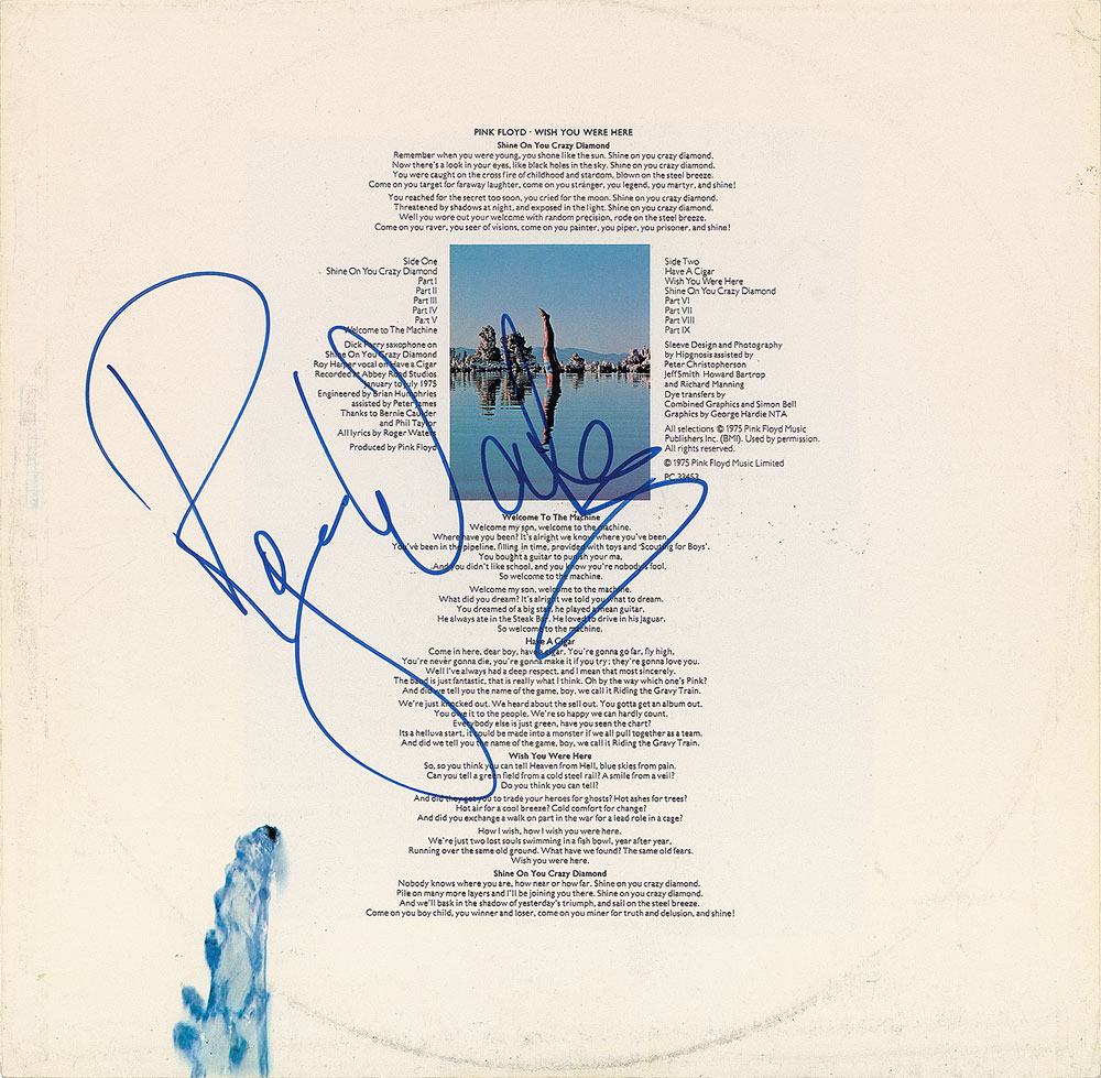 Lot #7196 Roger Waters Signed Album Sleeve
