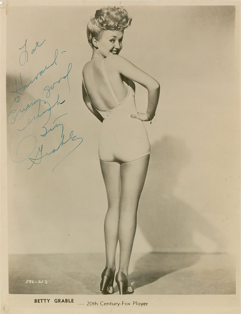 Lot #8098 Betty Grable Signed Photograph