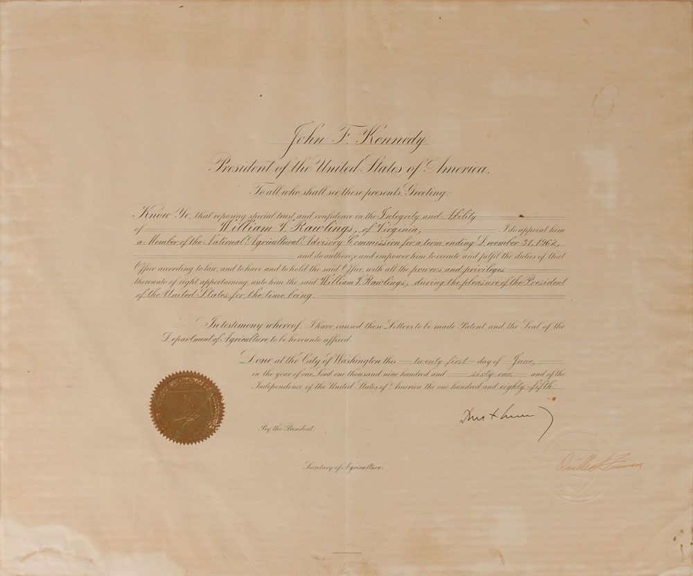 Lot #8018 John F. Kennedy Signed Document