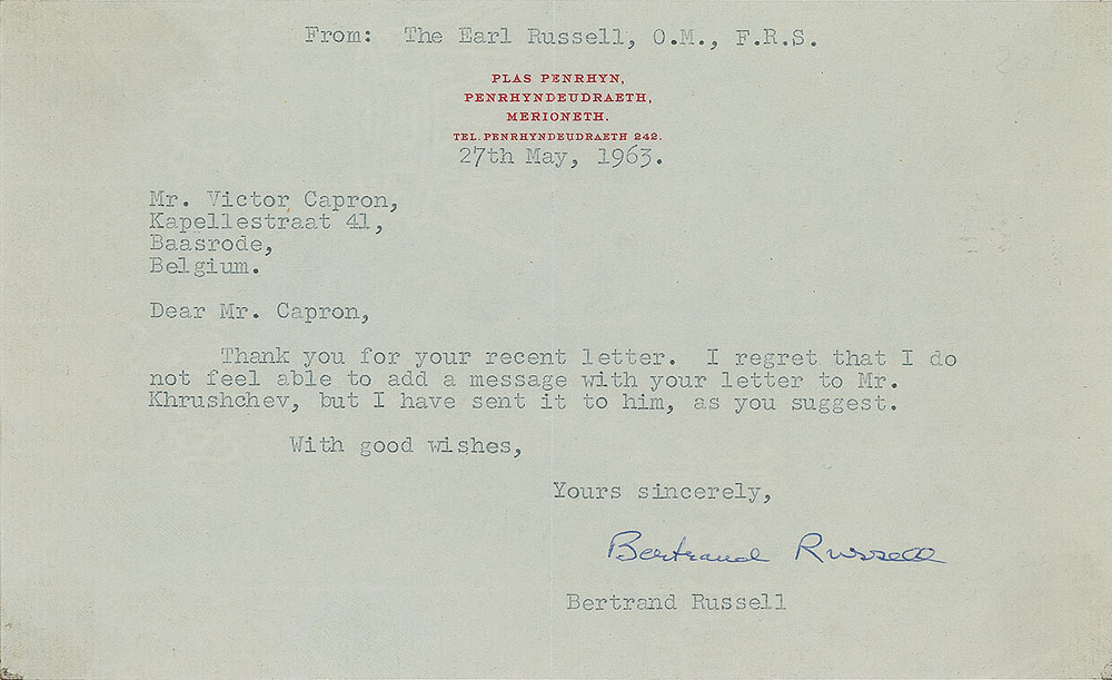 Lot #376 Bertrand Russell