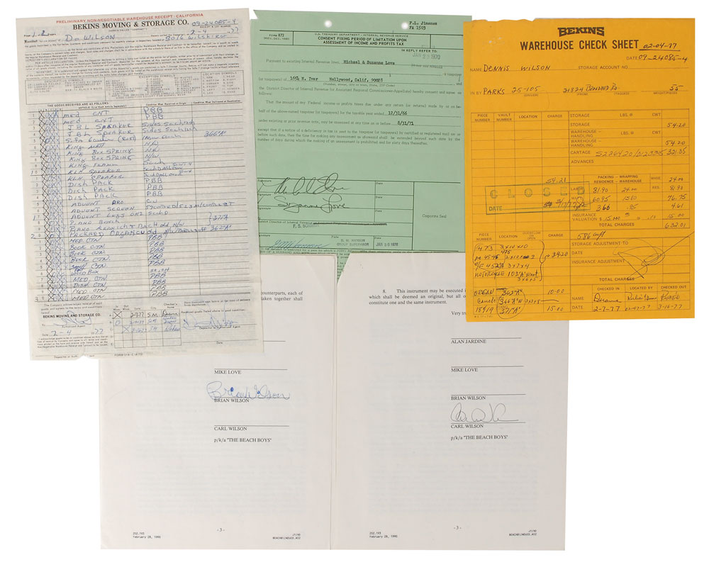 Lot #8313 Beach Boys Set of Five Signed Documents