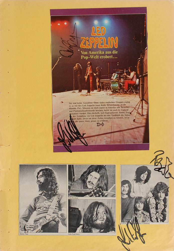 Lot #8336 Led Zeppelin Signed Scrapbook Page