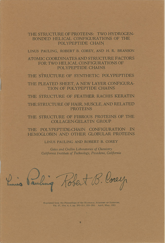 Lot #355 Linus Pauling and Robert Corey